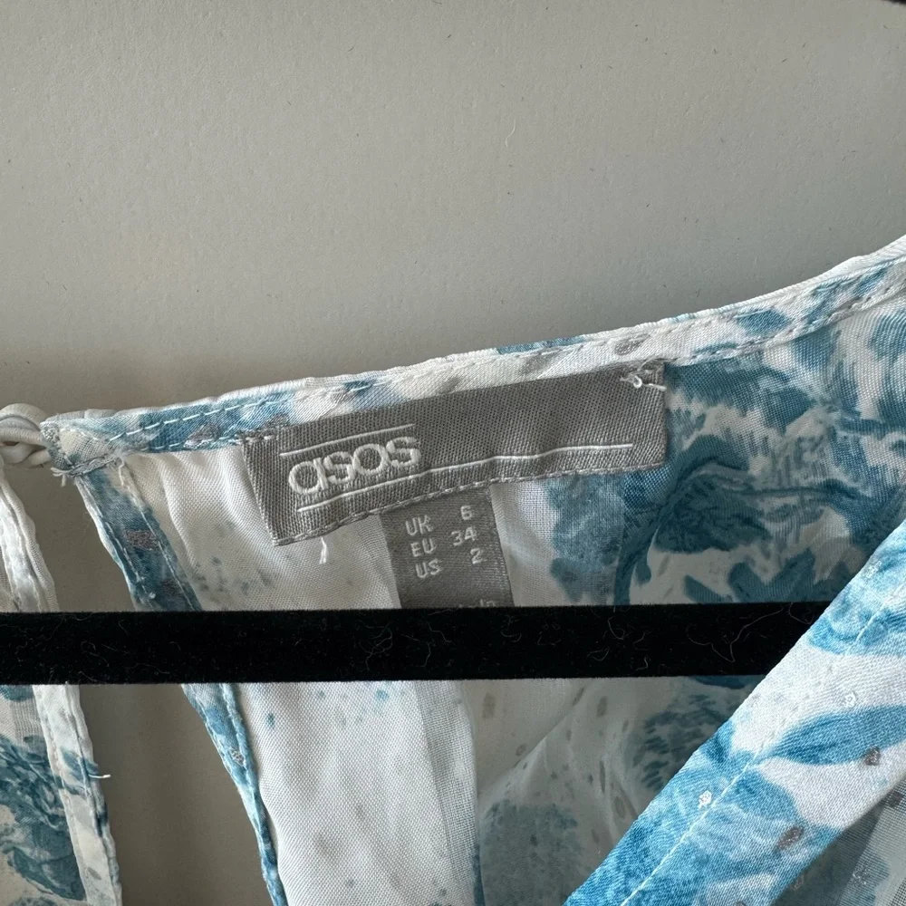 ASOS Blue and White Patterned Top & Skirt - Picture 3 of 4